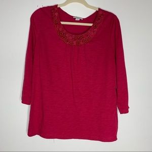 Hampshire Studio red cotton beaded top M